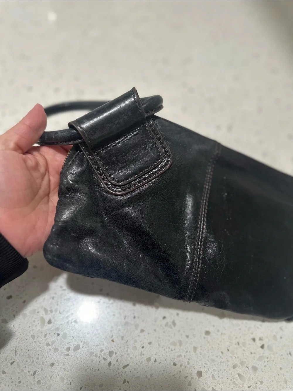HOBO Black 100% Leather Wristlet Pouch Wallet